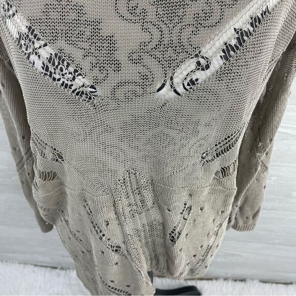 Bohemia Distressed Linen Blend Asymmetrical Scoop Neck Sweater - Picture 2 of 8